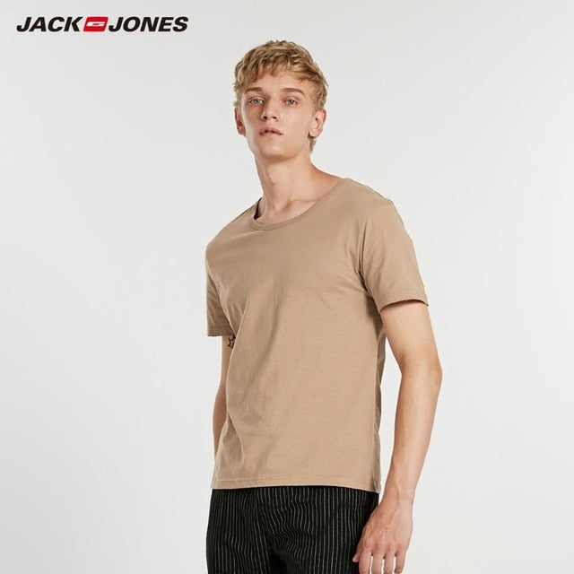 JackJones 2019 Brand New Men's Cotton T shirt Solid Colors T-Shirt Top Fashion tshirt men's Tee More Colors 3XL 2181T4517