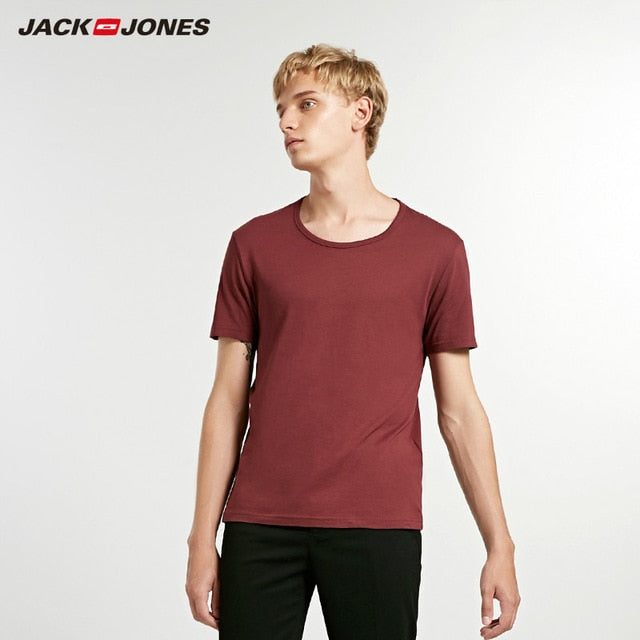 JackJones 2019 Brand New Men's Cotton T shirt Solid Colors T-Shirt Top Fashion tshirt men's Tee More Colors 3XL 2181T4517