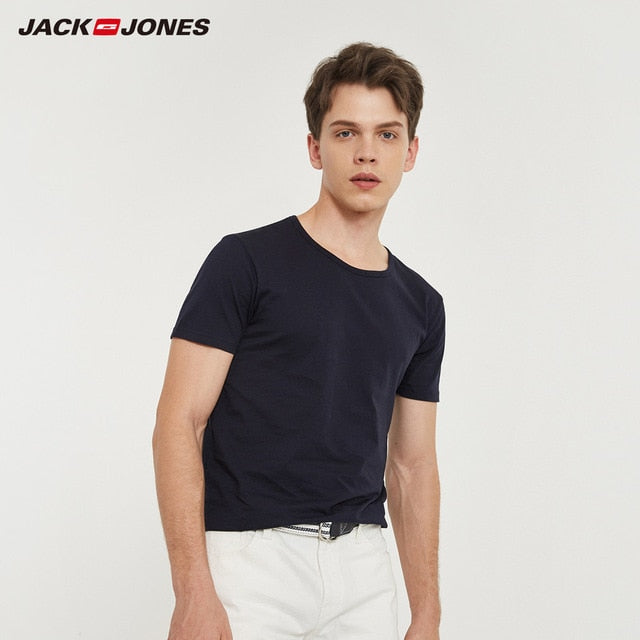 JackJones 2019 Brand New Men's Cotton T shirt Solid Colors T-Shirt Top Fashion tshirt men's Tee More Colors 3XL 2181T4517