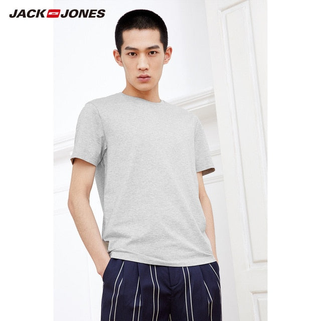 JackJones 2019 Brand New Men's Cotton T shirt Solid Colors T-Shirt Top Fashion tshirt men's Tee More Colors 3XL 2181T4517