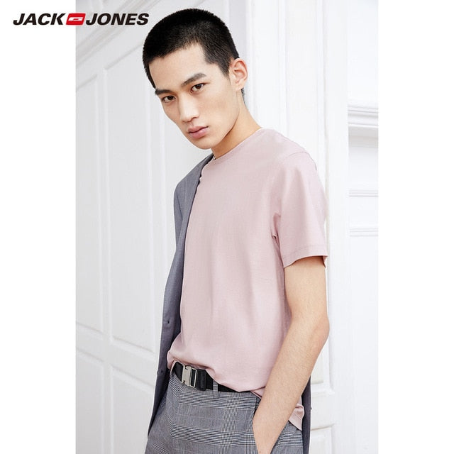 JackJones 2019 Brand New Men's Cotton T shirt Solid Colors T-Shirt Top Fashion tshirt men's Tee More Colors 3XL 2181T4517