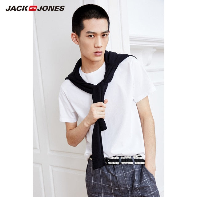 JackJones 2019 Brand New Men's Cotton T shirt Solid Colors T-Shirt Top Fashion tshirt men's Tee More Colors 3XL 2181T4517